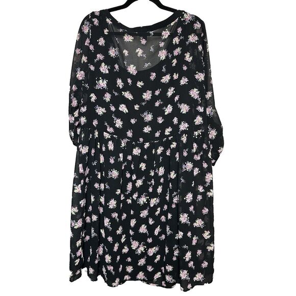 Torrid Babydoll Sheer Overlay Midi Dress Size 2X Floral Fairy Whimsical - Picture 2 of 10